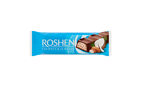 Roshen tejcsokoládés szelet kókusz és mandulás 29g